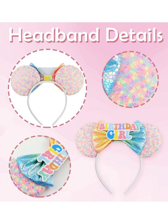Women\'s Mulit Color Polyester Sequin Bow Mickey Mouse Headband Hair Accessory main image 6